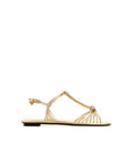 Gold Leather Flat Sandals