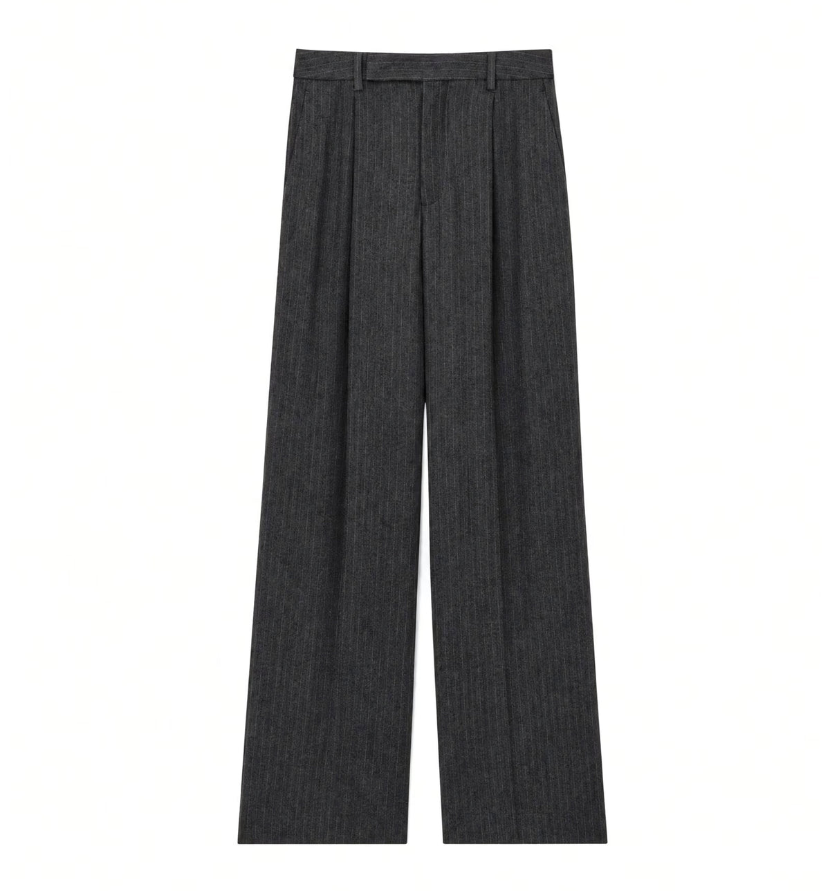 fluid pants in pinstripe brushed wool felt