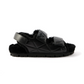 Padded Nappa Leather Sandals with Shearling - Black
