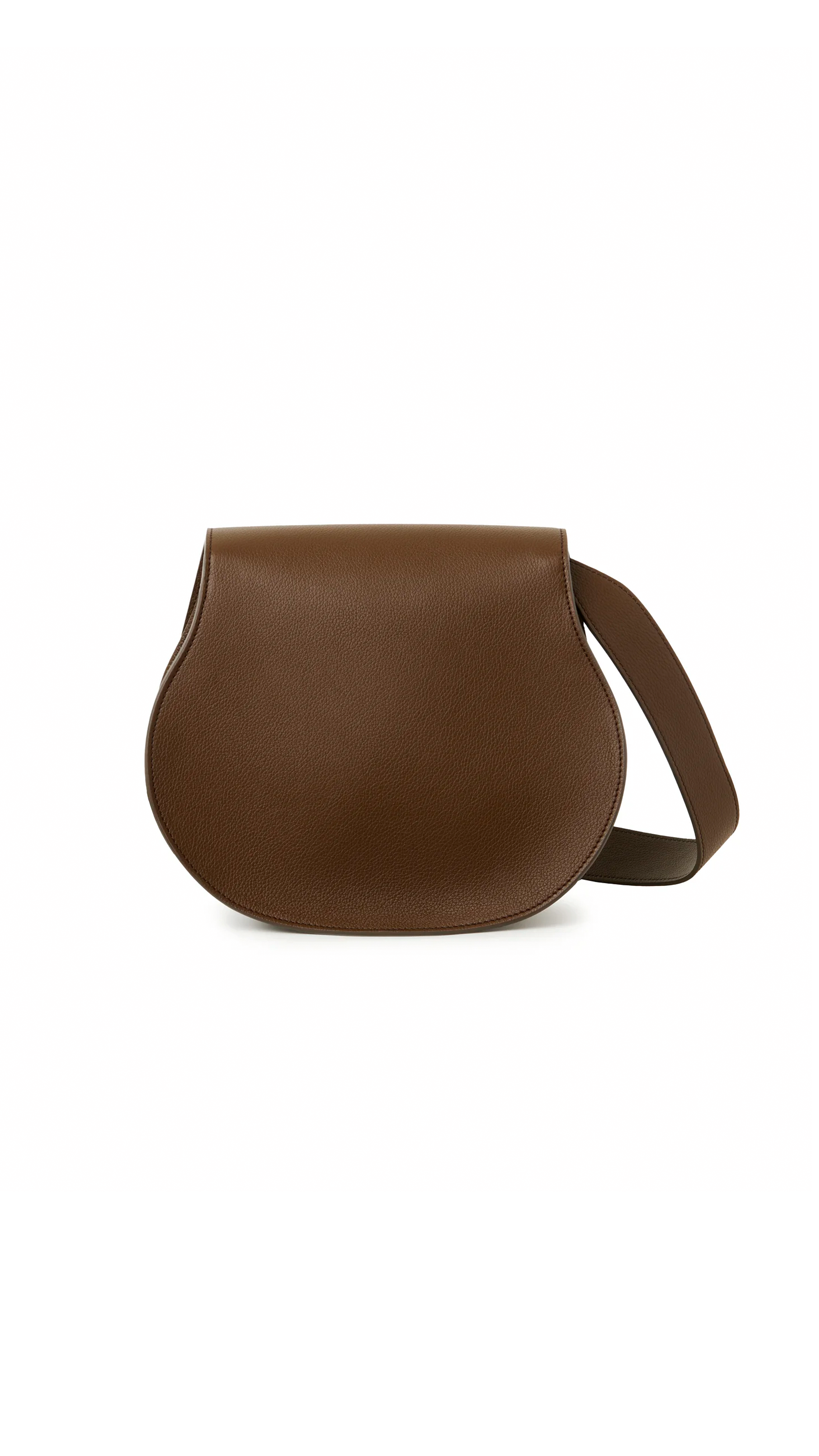 Marcie Saddle Bag in Grained Leather - Dark Khaki