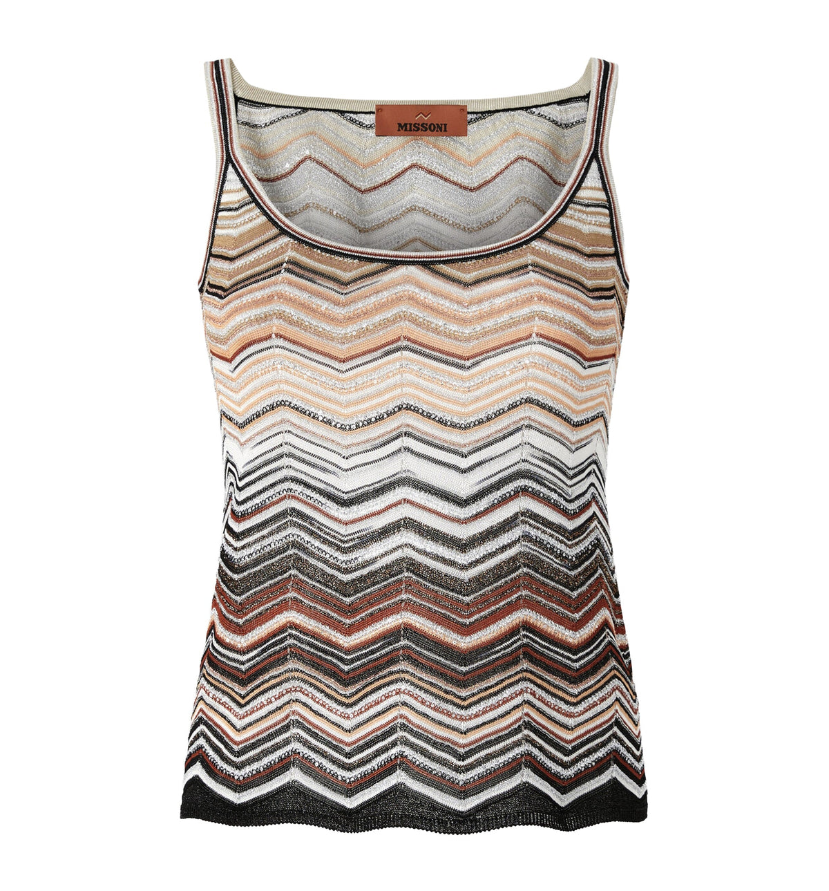 Chevron Lamé Viscose Sleeveless Crewneck Top With Sequins