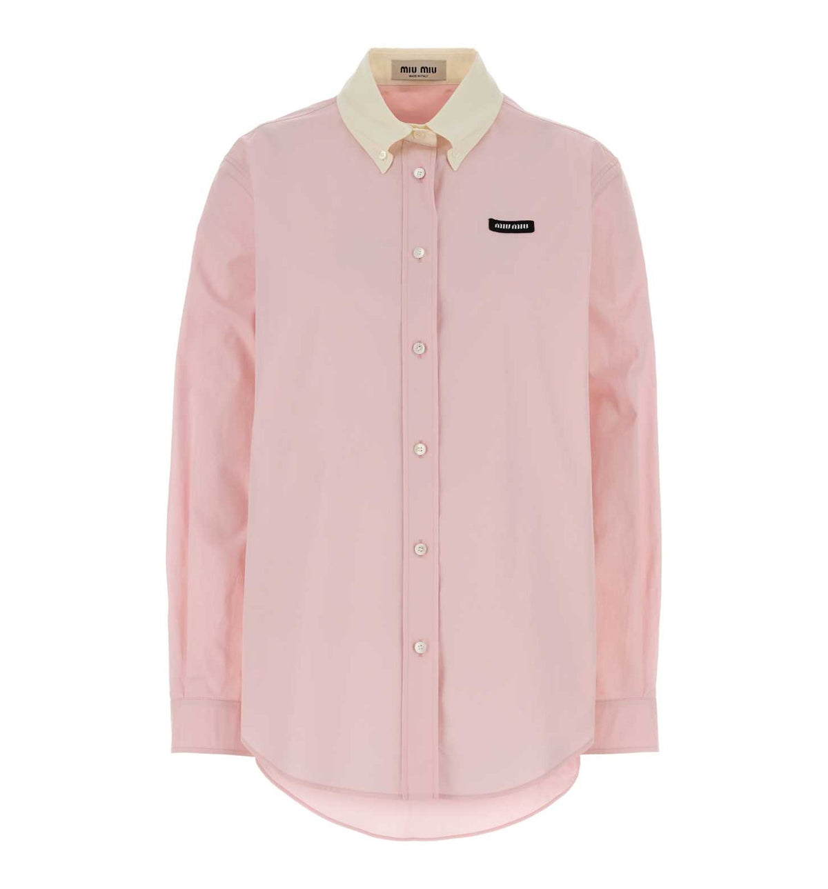 Cotton Poplin Shirt With Logo Patch