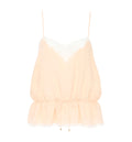 Drawstring camisole top in silk jacquard & lace