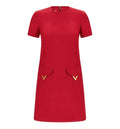 VLogo Signature Wool And Silk Dress