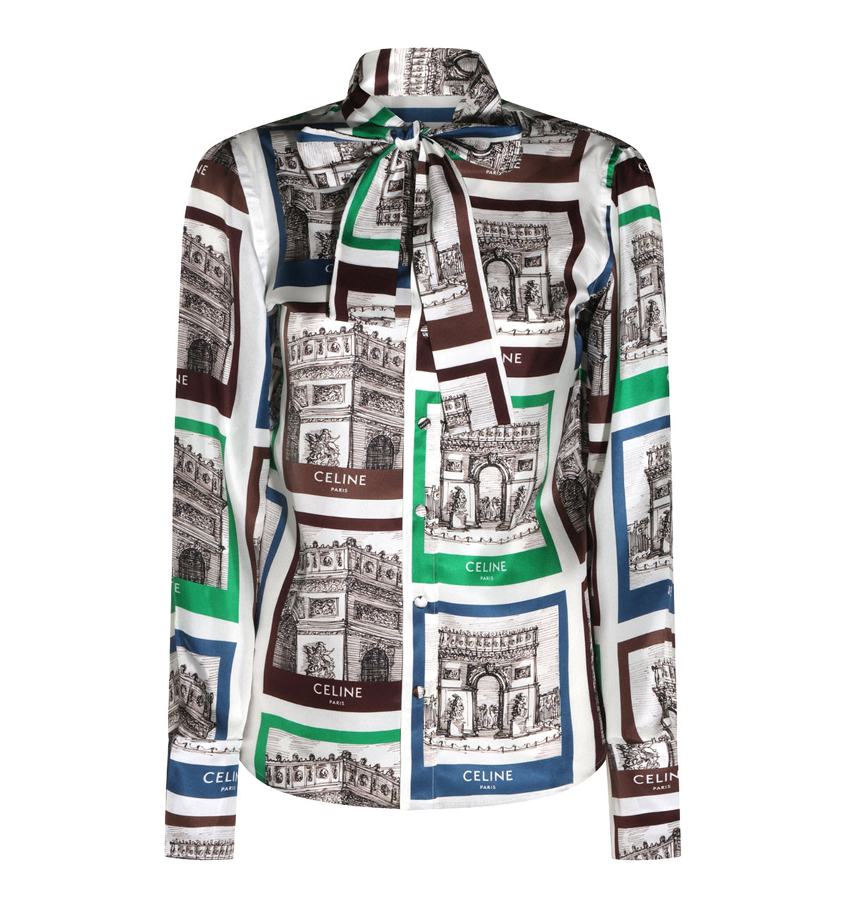 Lavalliere Printed Silk Shirt