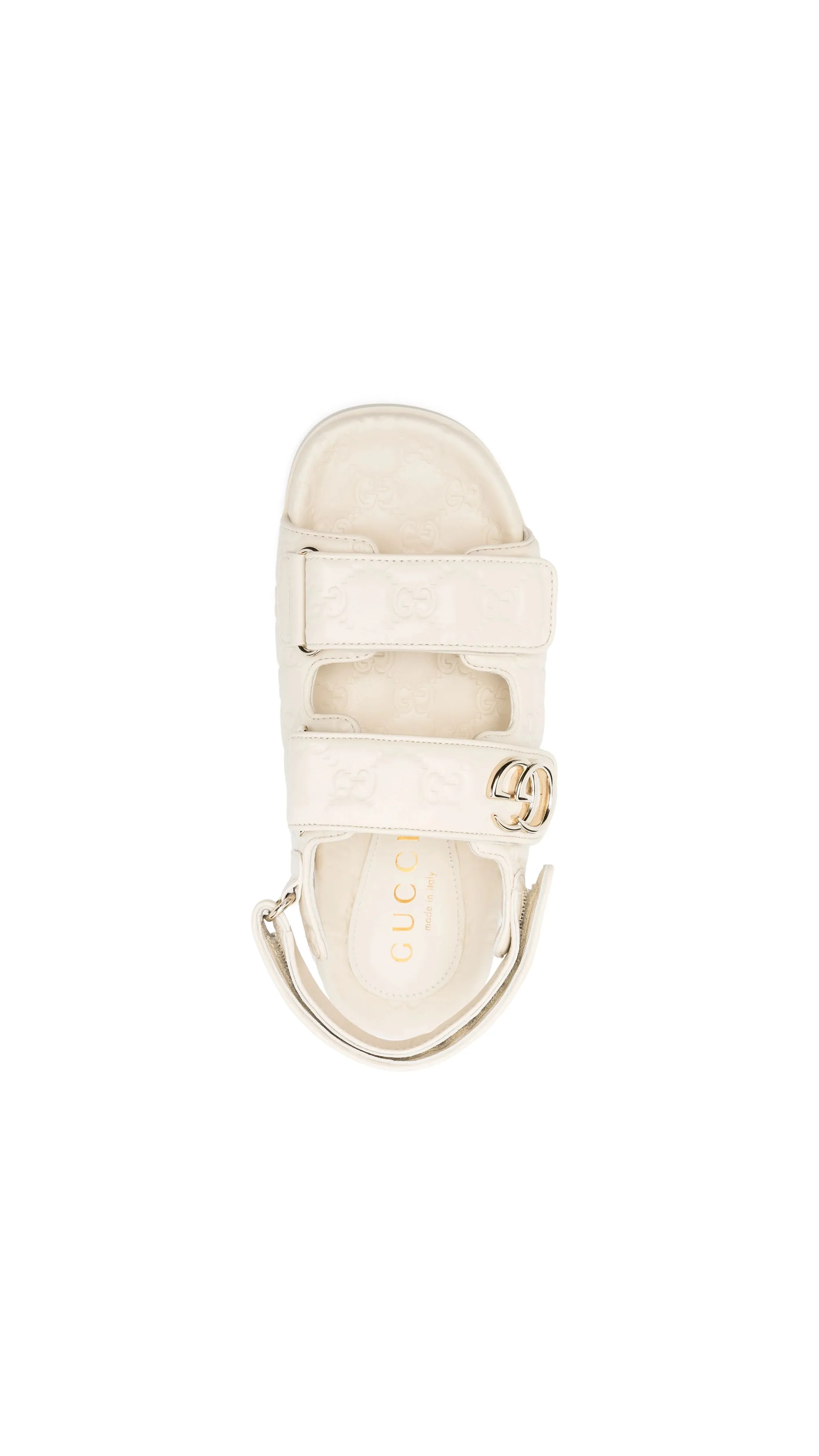 Leather Sandals with Double G - Ivory