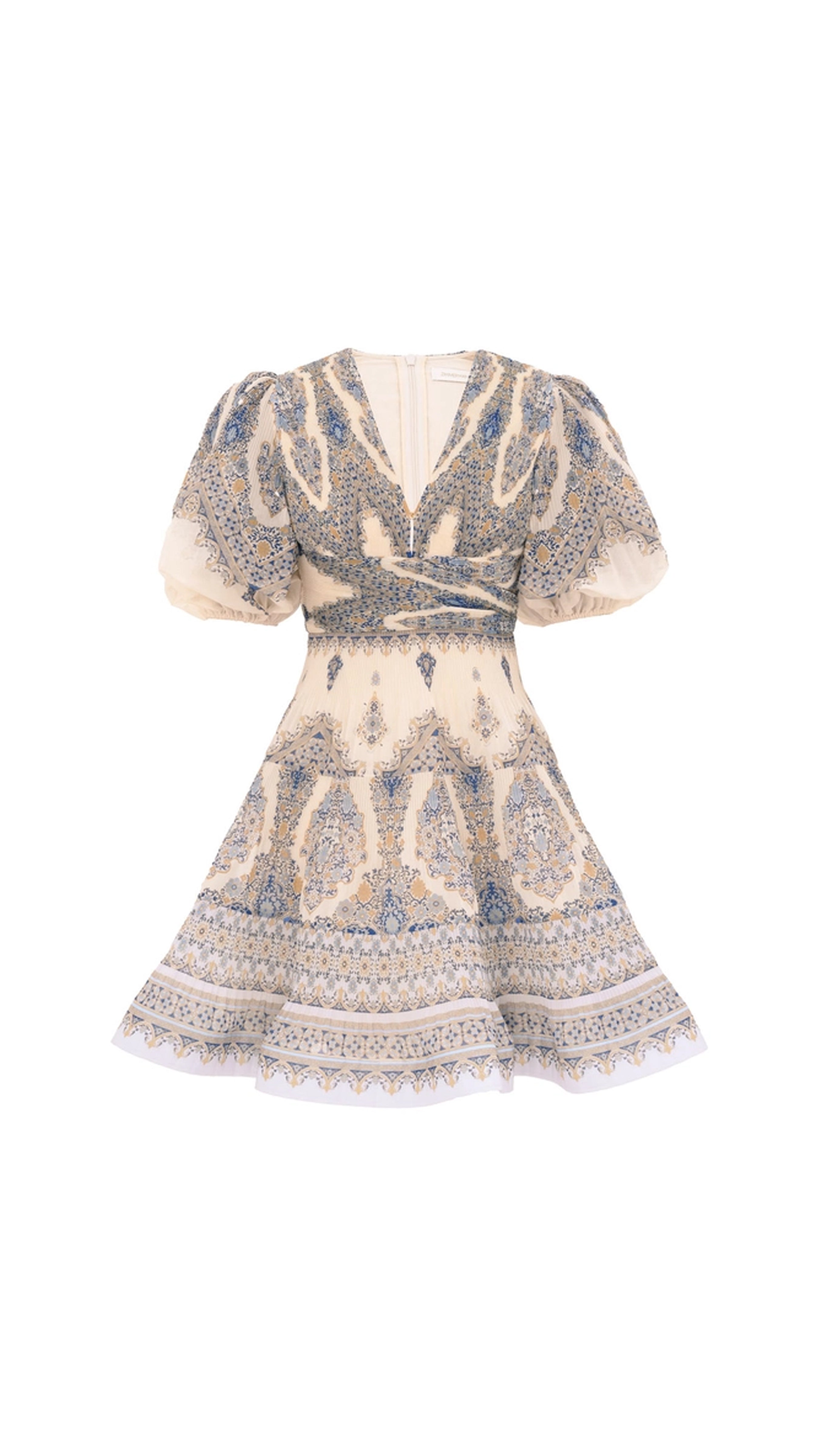 Pleated Mini Dress - Blue Paisley