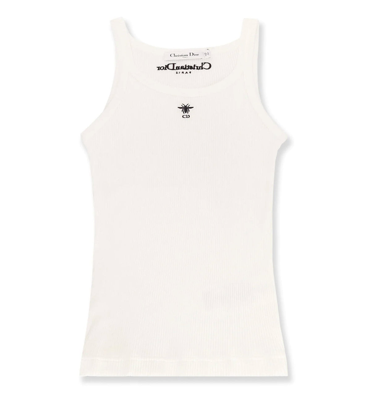 Tank Top White Ribbed Cotton Jersey
