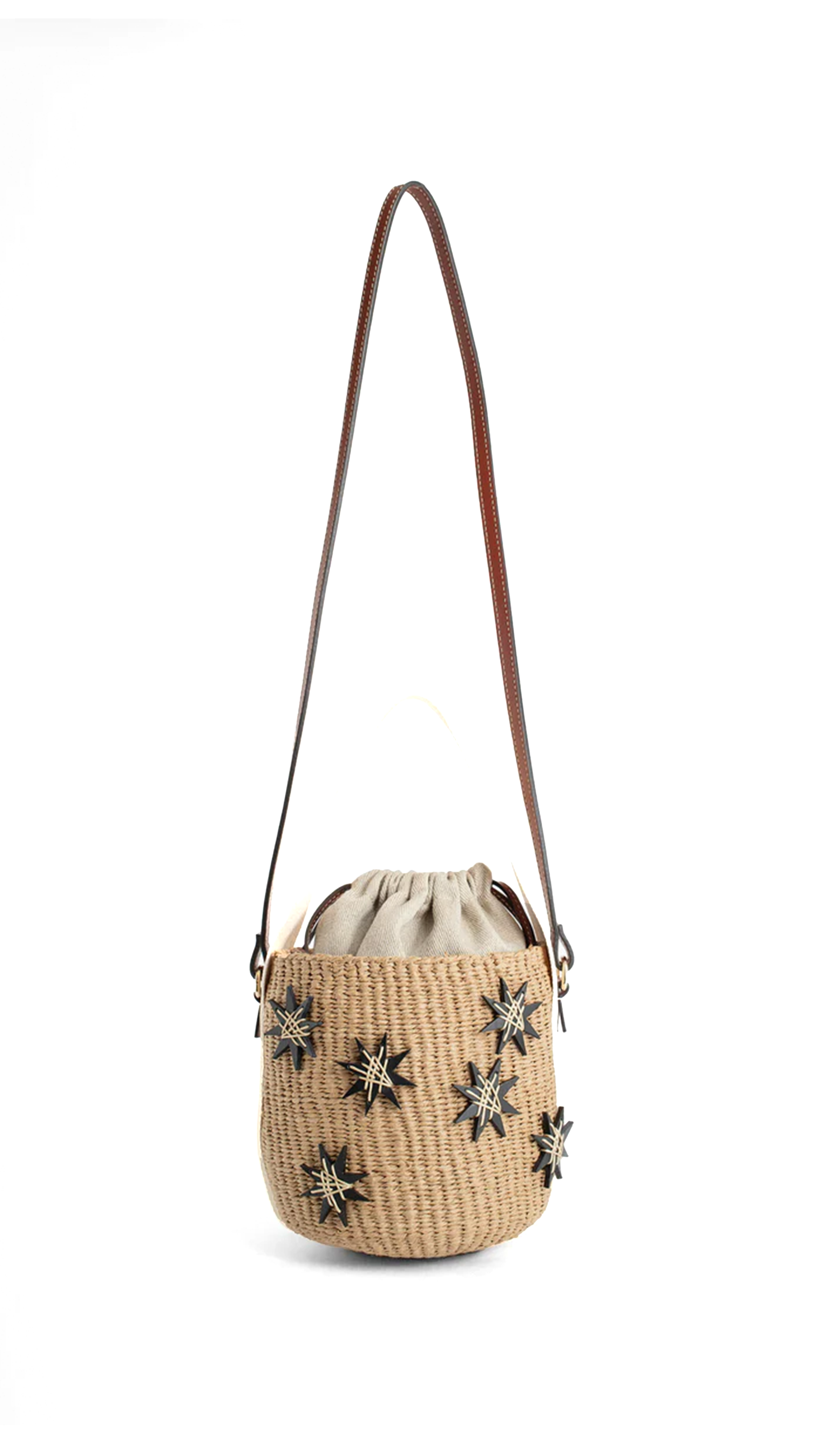 Small Woody Basket with Stars - Natural/White