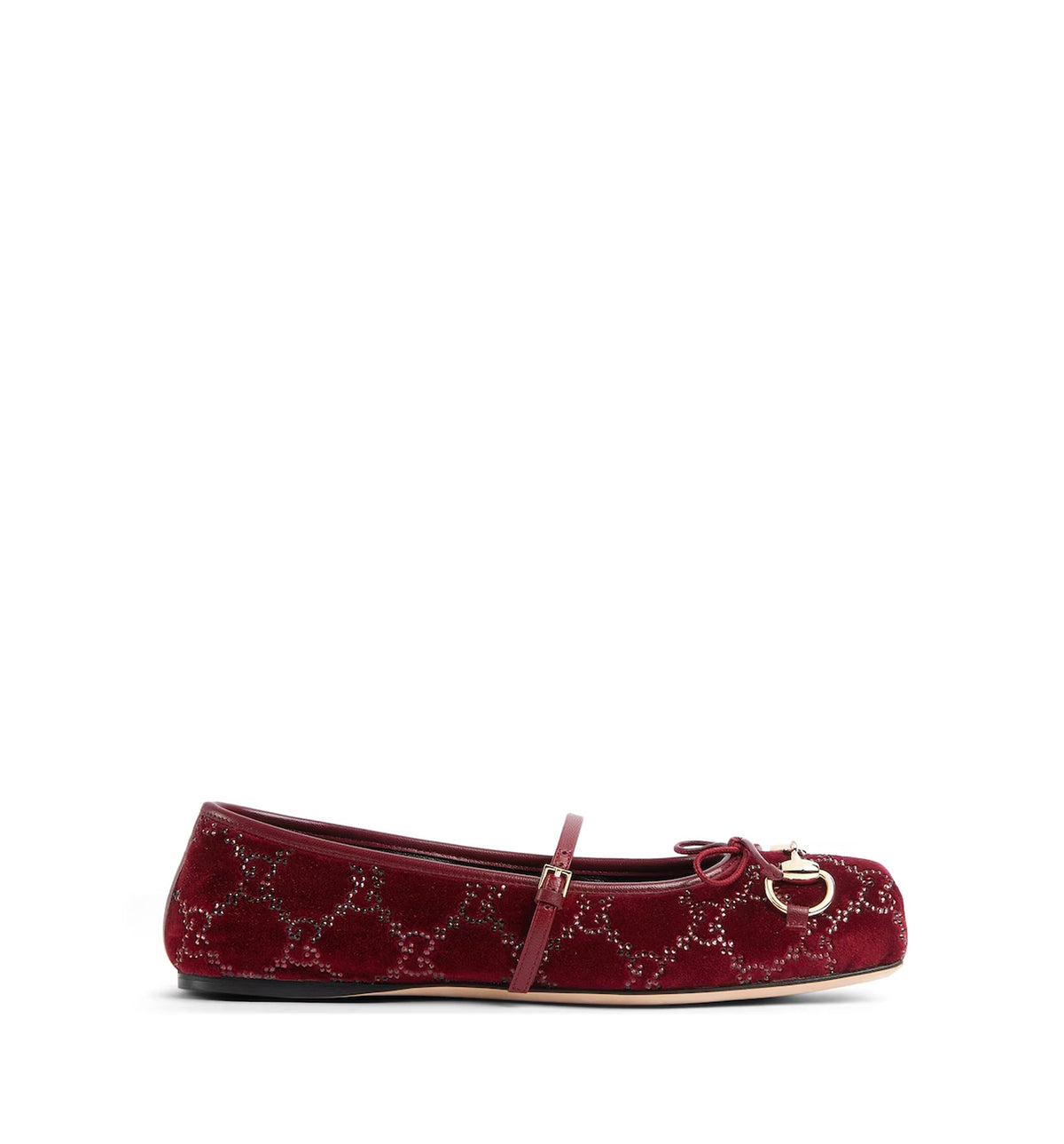 GG Crystal Velvet Ballerinas