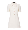 Crêpe wool dress with Double G button