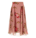 Rose Bouquet-Print Chiffon Circle Skirt