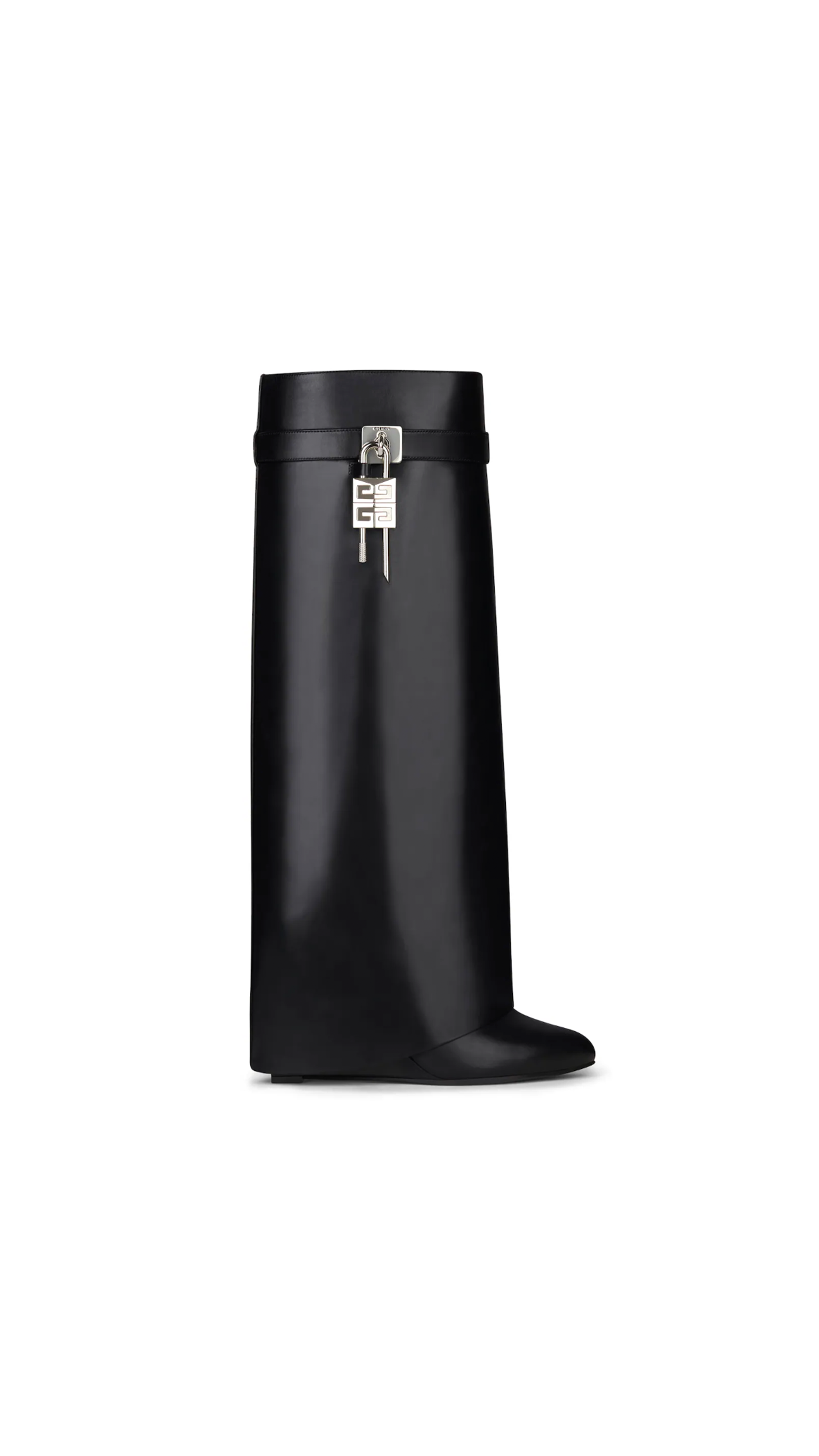 Shark Lock Boots Wide Fit in Leather - Black