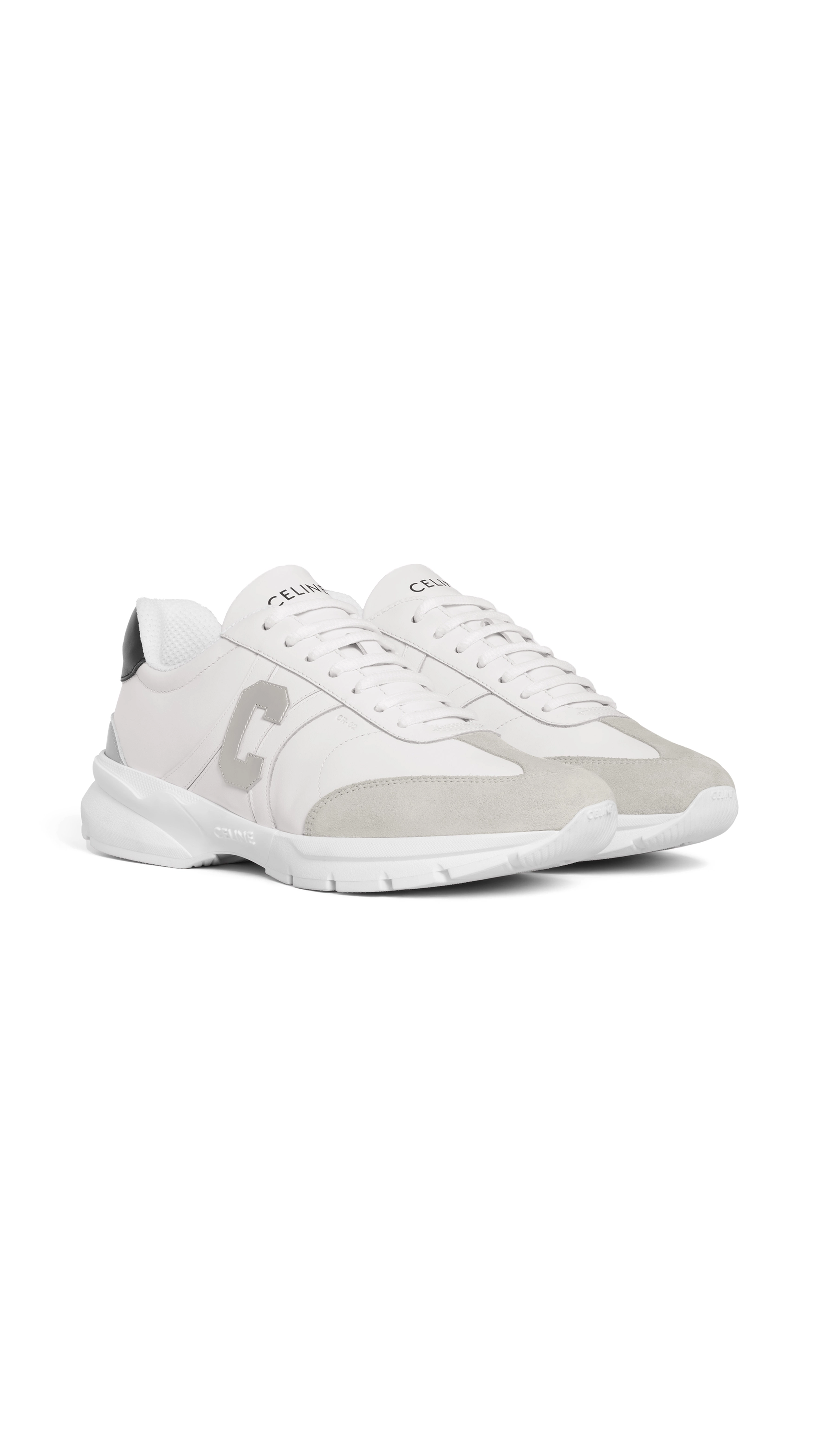 Runner CR-02 in Suede Calfskin and Matte Metallic Calfskin - Optic White/Black/Grey/Silver