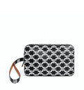 Pouch With Strap In Triomphe Canvas And Calfskin