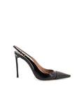 Leather pumps with metal T Logo detail