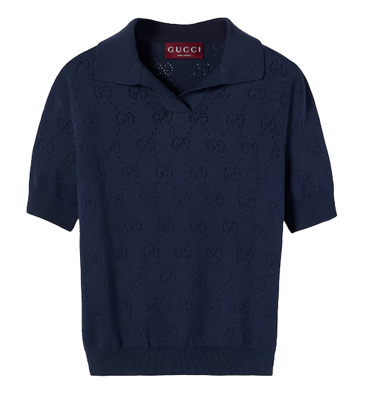 GG Pointelle Cotton Silk Polo Shirt