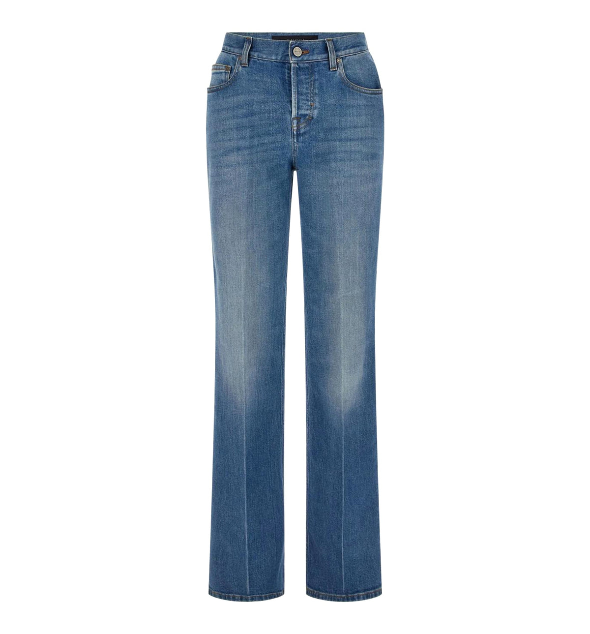 Flared stretch cotton denim pants
