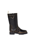 Fendi Commando Dark Brown Leather and White Shearling Boots