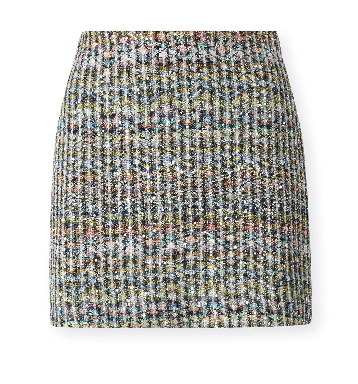 Chevron viscose-blend mini skirt with sequins