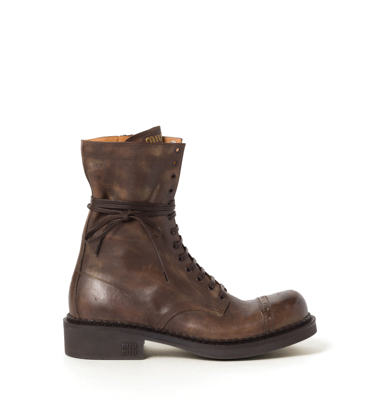 Leather laced booties