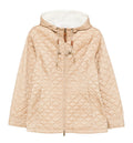 quilted drawstring hood zip jacket