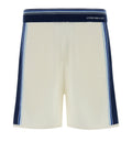 White & Blue Striped Mesh Track Shorts