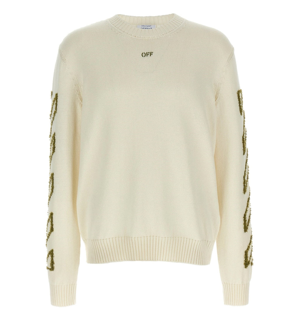 Diagonal Arrow Fuzzy Crewneck Sweater