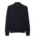 Long-sleeved superfine wool polo sweater