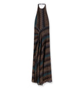 Snake-Pattern Viscose Lamé Gown With Halter Neck