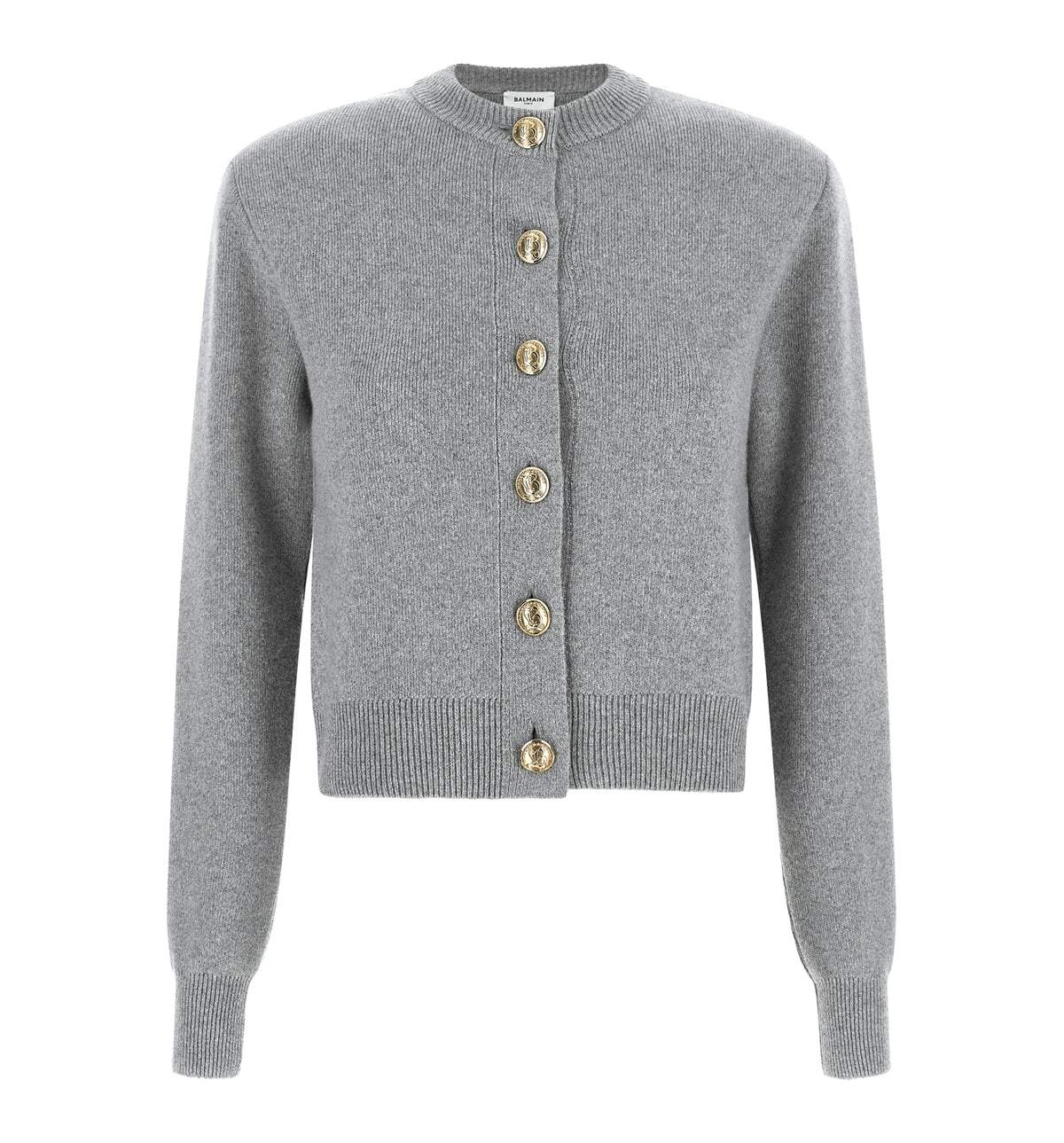 Buttoned ribbed knit cardigan