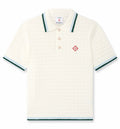 White Boucle Short Sleeve Polo Shirt