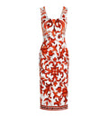 Majolica-Print Charmeuse Dress