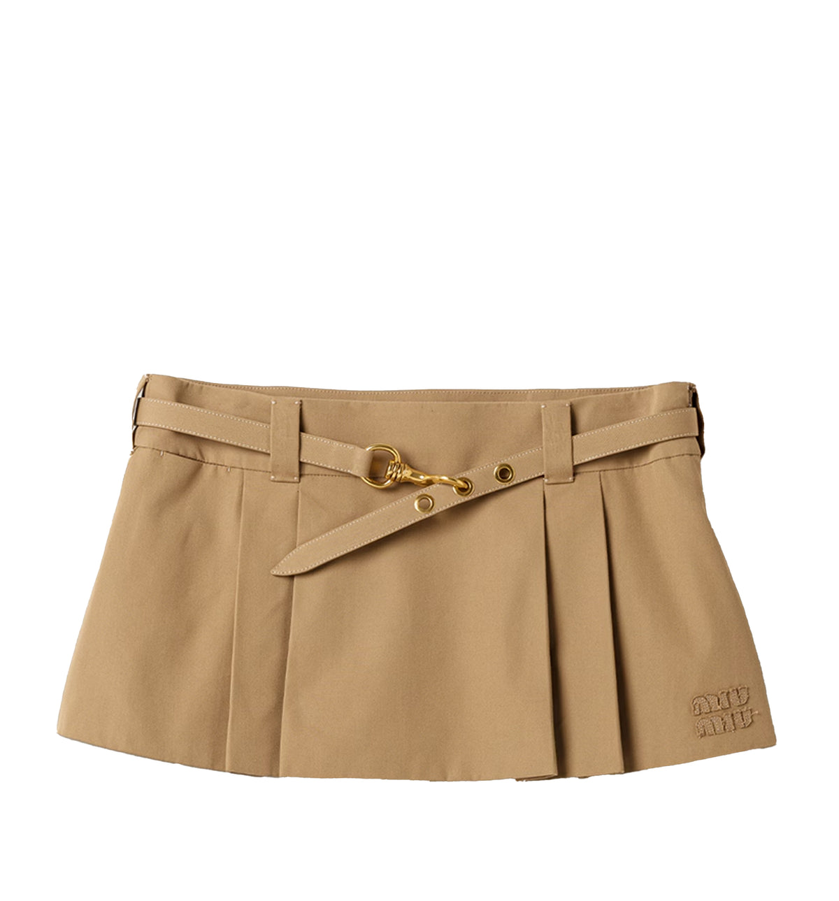 Pleated poplin miniskirt
