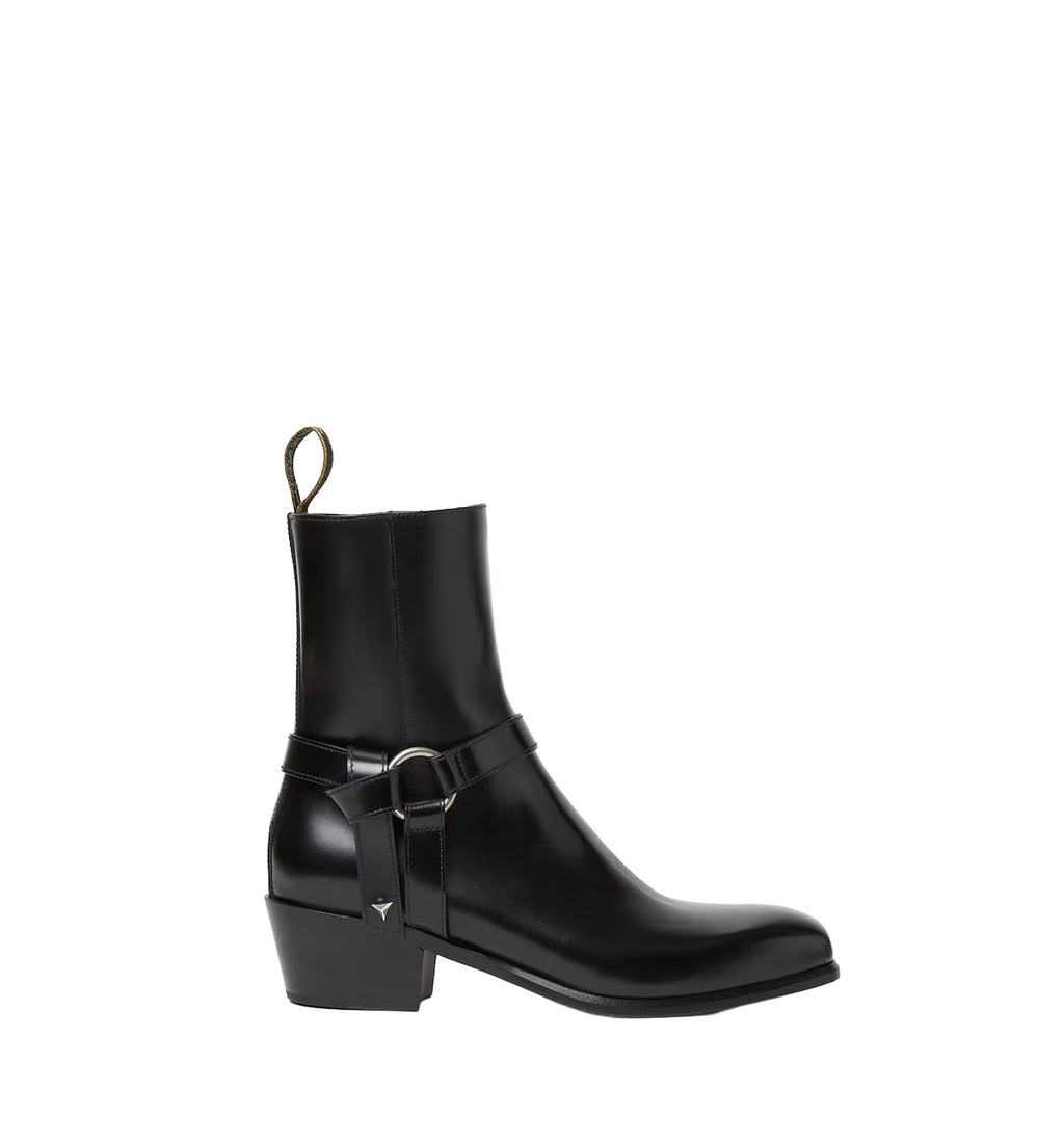Fendi Double O Black Leather Ankle Boots
