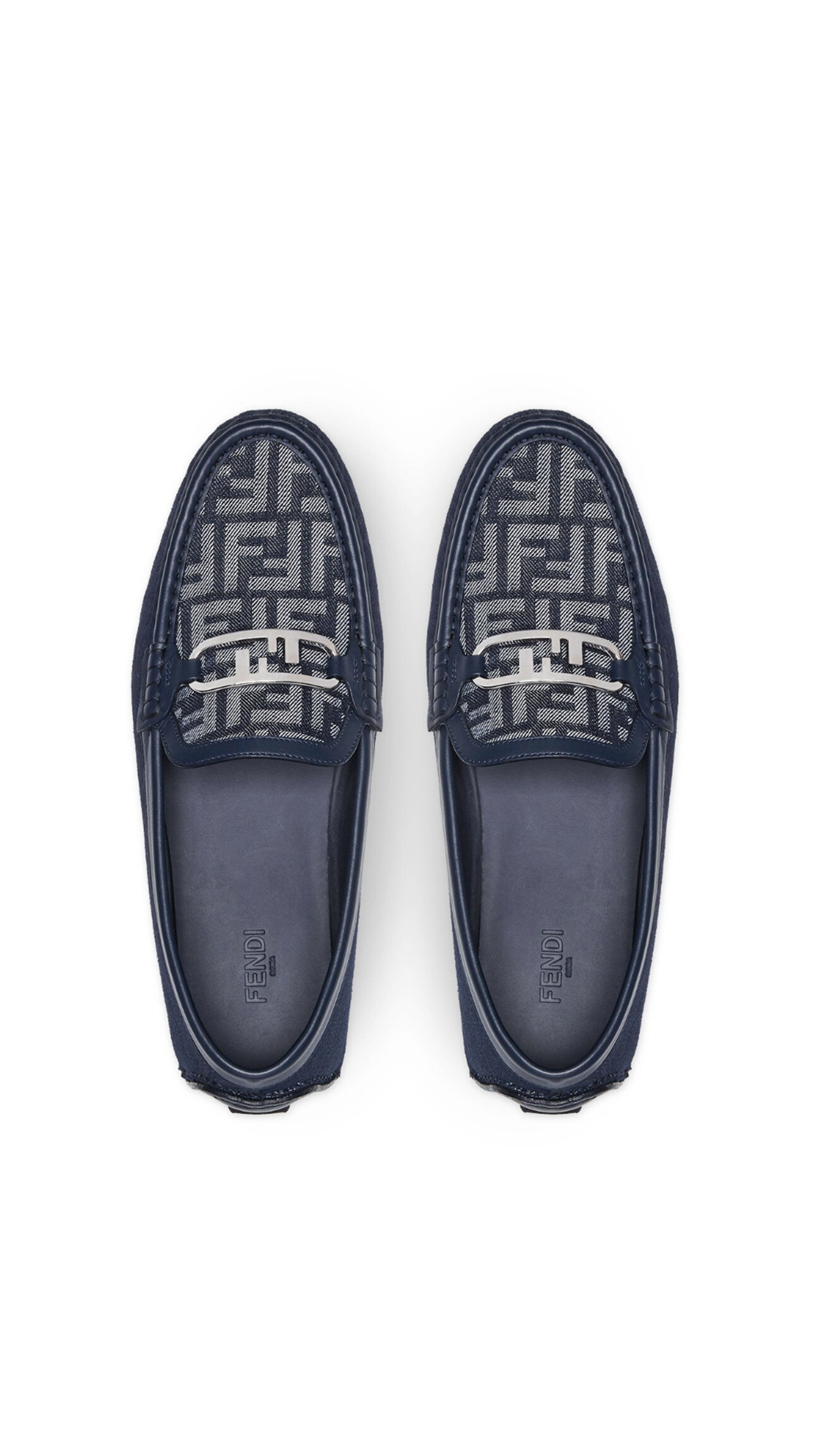 Fendi O'Lock Denim Driving Shoes - Blue