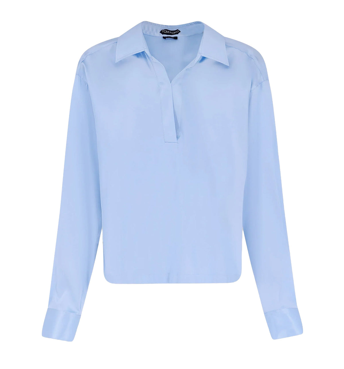 Stretch Silk Satin Polo With Tonal TF Embroidered Logo