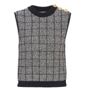 Tweed crop top with buttons