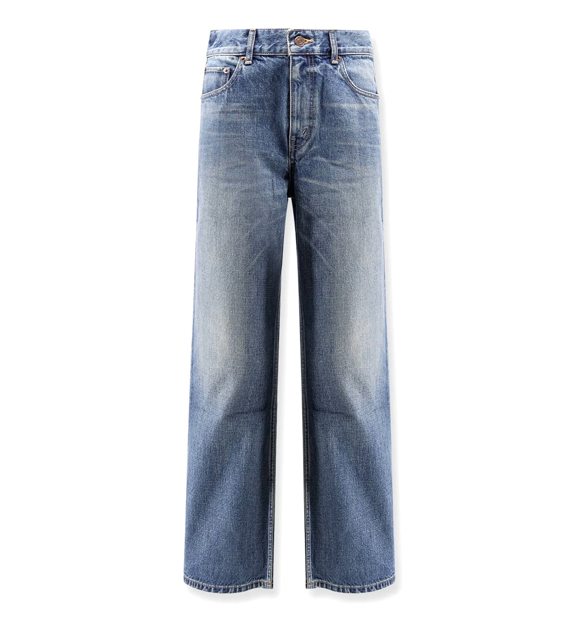 Stone-Washed Cotton Jeans