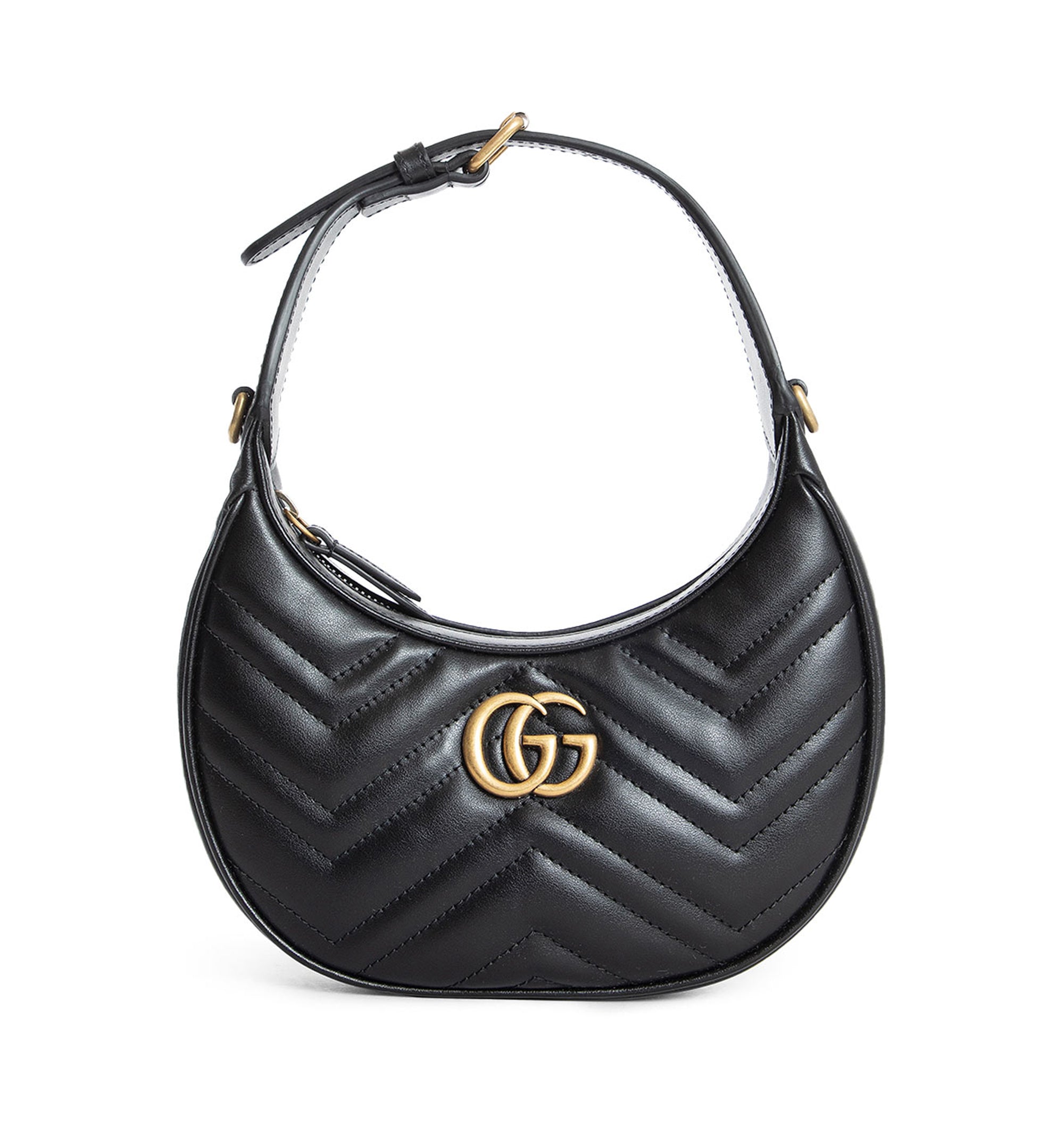 GG Marmont Half-Moon-Shaped Mini Bag - Black