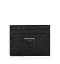 Saint Laurent Paris Credit Card Case In Crocodile-Embossed Leather
