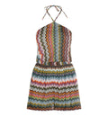 Short Jumpsuit In Lamé Viscose With Pixel-Effect Zigzag Pattern