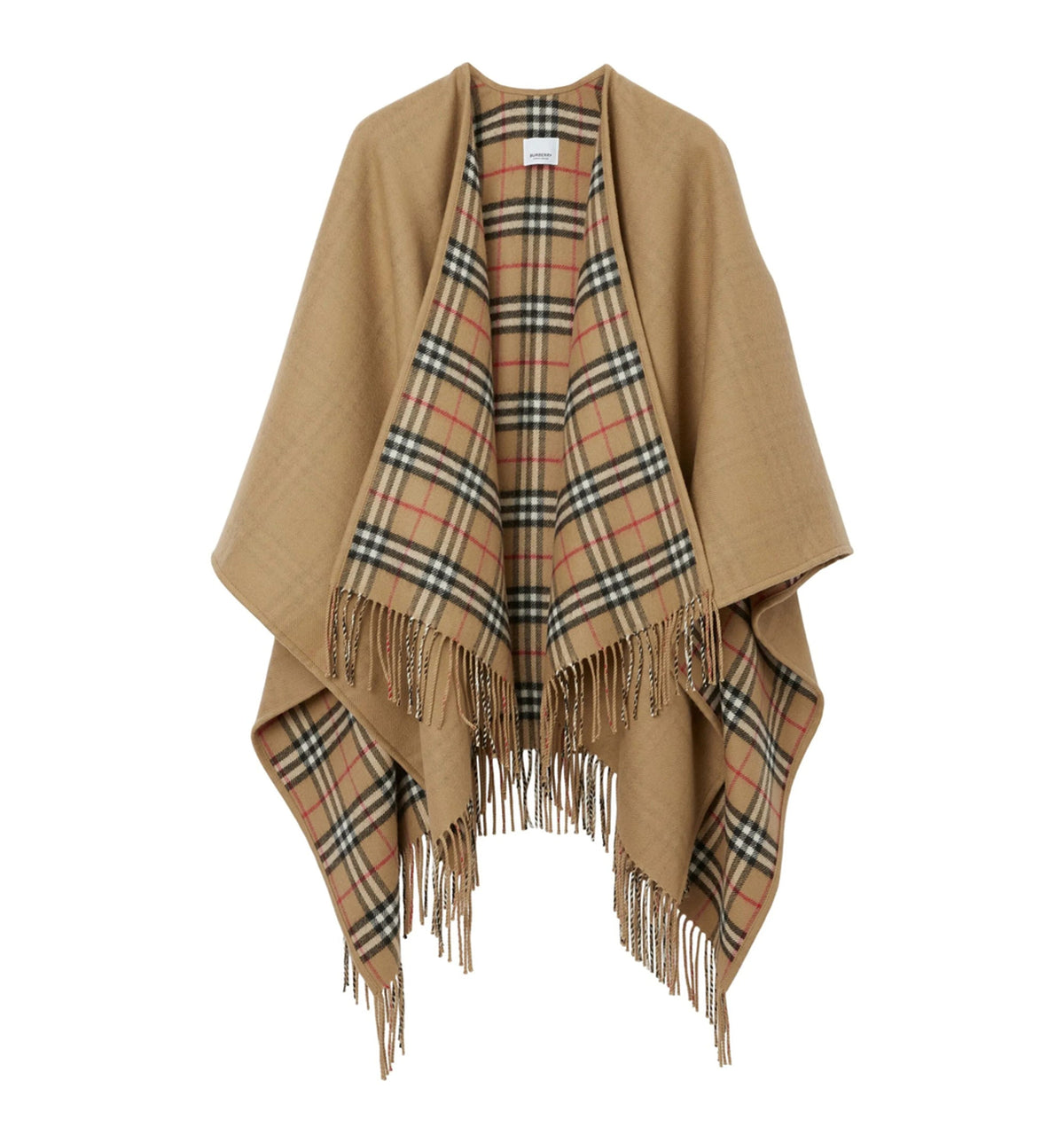 Reversible Check Wool Cape