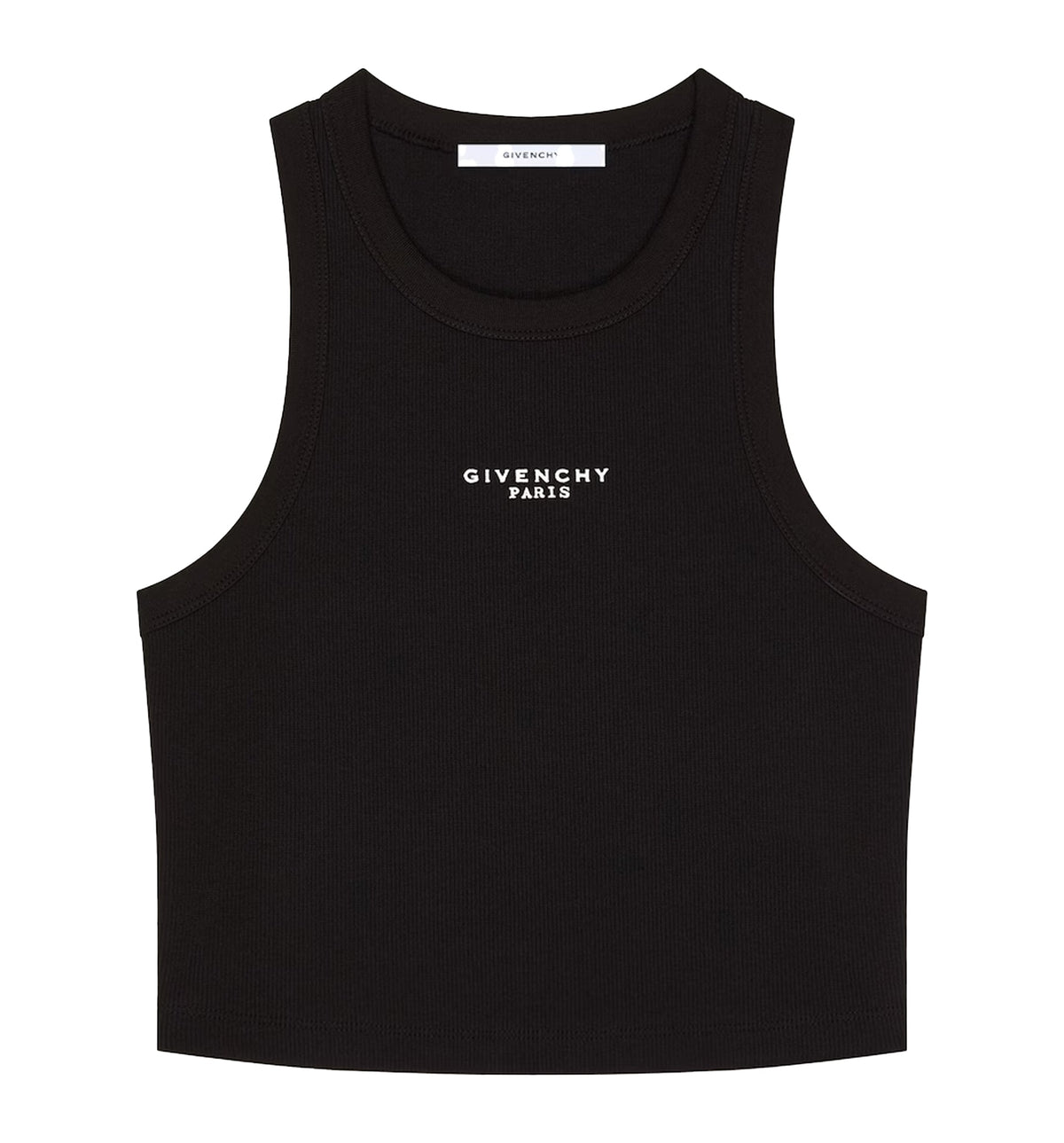 Cropped Tank Top In Cotton With GIVENCHY Paris Print