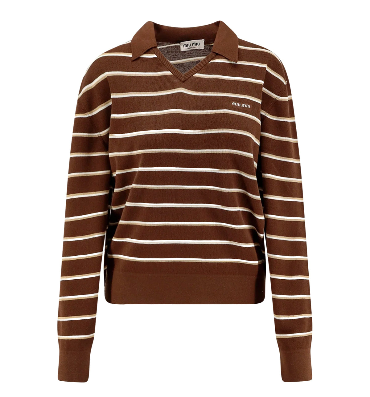 Striped Knit Polo Sweater