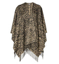 Wool Poncho with Tiger Animalier Print -