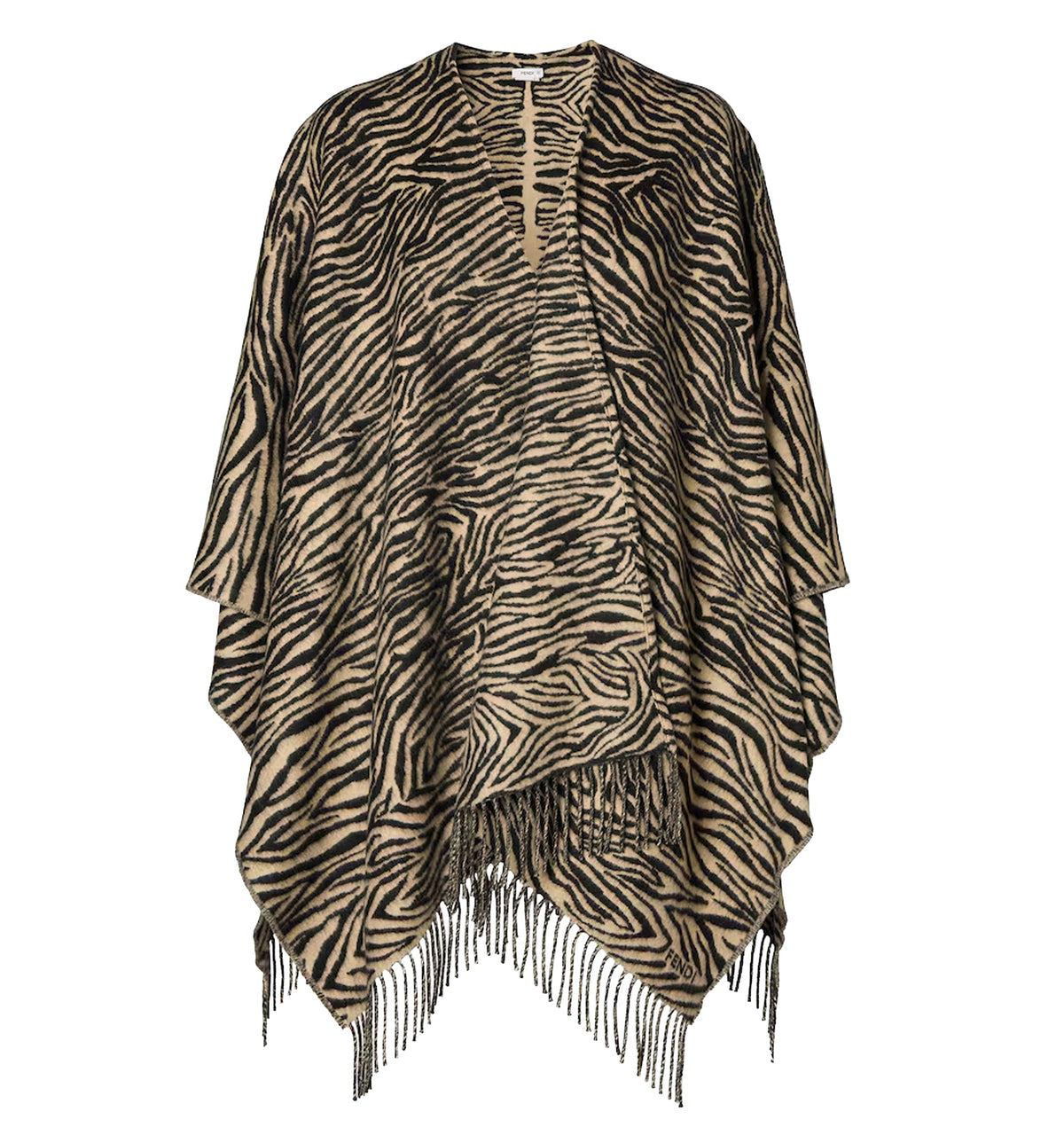 Wool Poncho with Tiger Animalier Print -