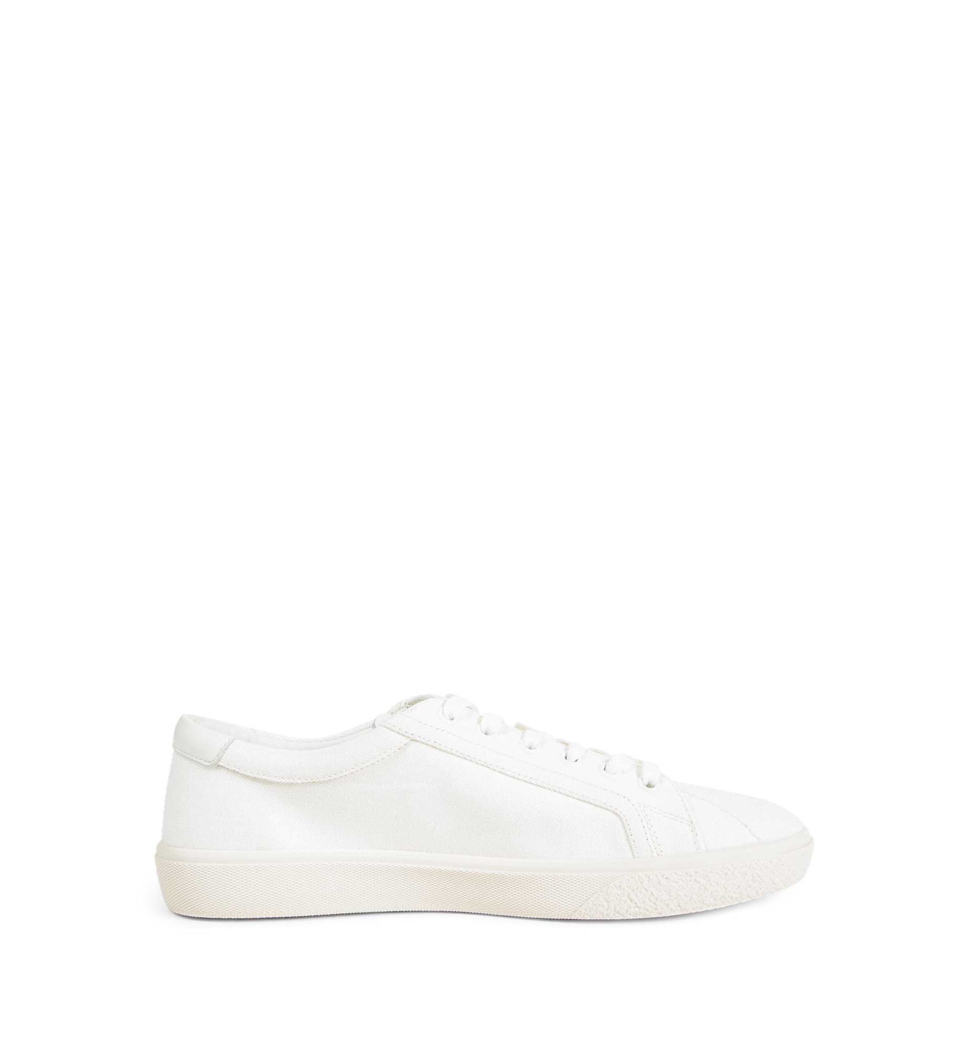 Lou Low Lace-up Sneaker with Embroidered Triomphe in Canvas and Calfskin - White