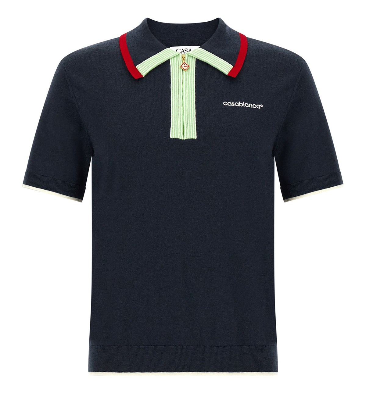 Knit polo shirt with zip