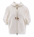 Cotton Zip-Up Hoodie With Nylon Sleeves